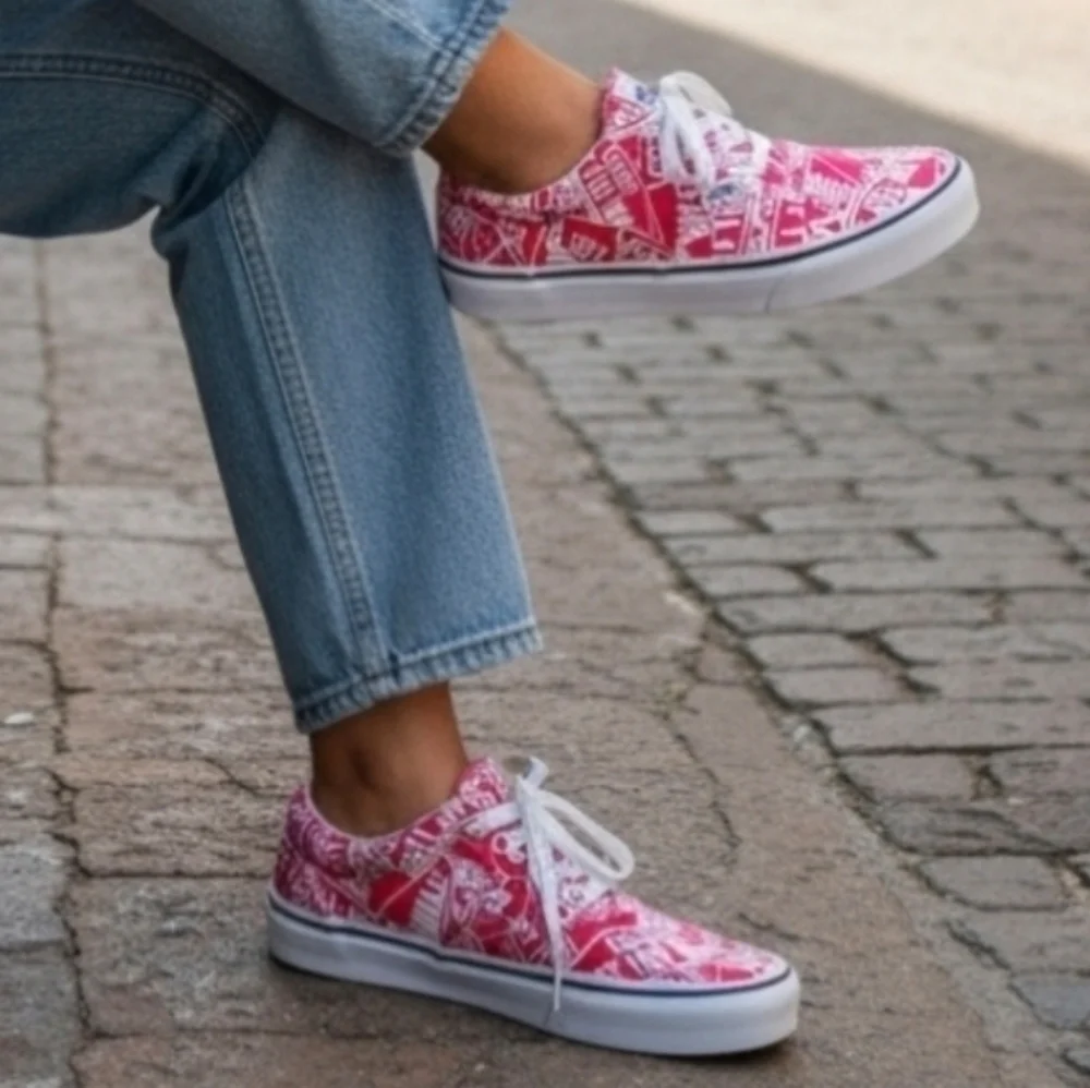Vans | All Over Logo laced cotton canvas casual skate sneakers \ youth \ unisex